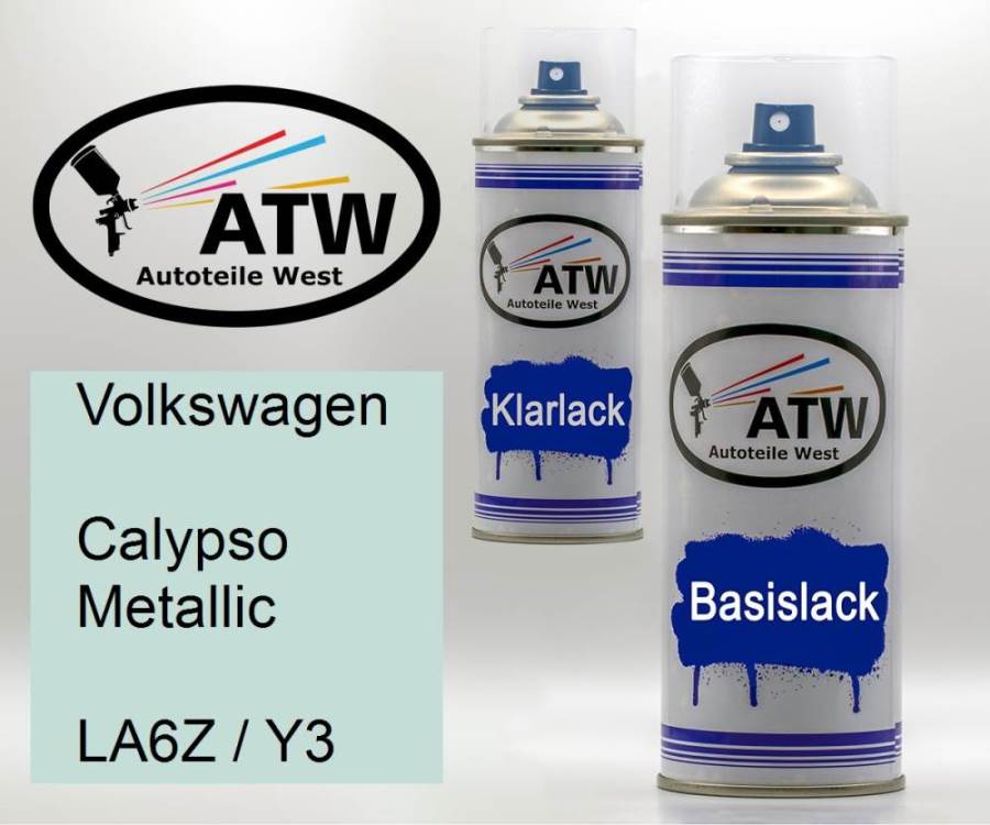 Volkswagen, Calypso Metallic, LA6Z / Y3: 400ml Sprühdose + 400ml Klarlack - Set, von ATW Autoteile West.